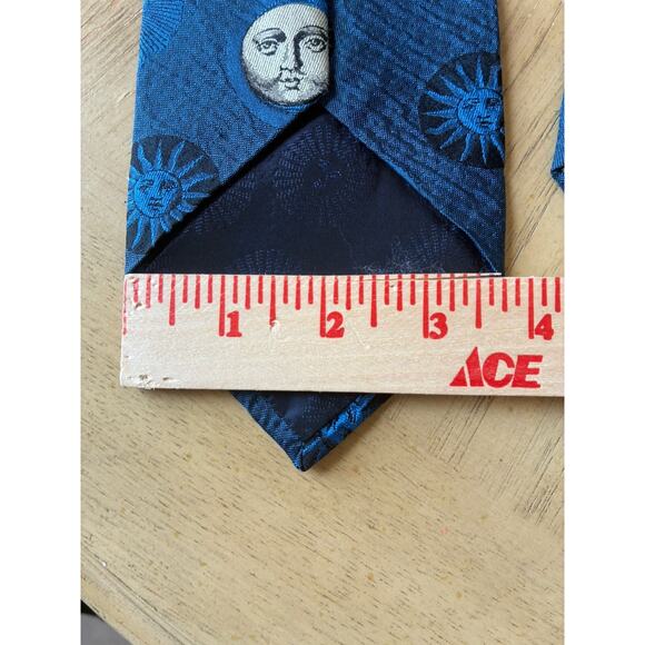 Fornasetti Milano silk tie Sun Moon face pattern Graphic Lunar Space Made Italy - Picture 7 of 7